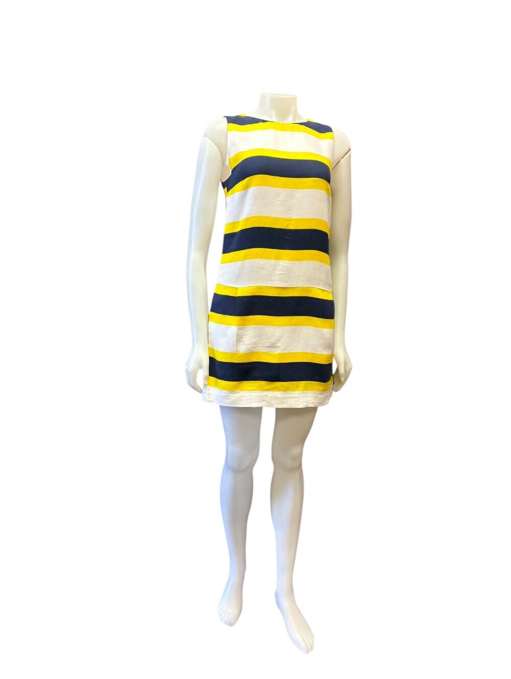 Lacoste Striped Mini Dress EUC Sleeveless Mini Blue Yellow White Size 36